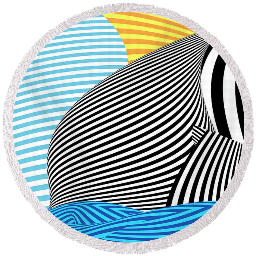 Baot Round Beach Towel featuring the photograph Abstract - Sailing by Mike Savad