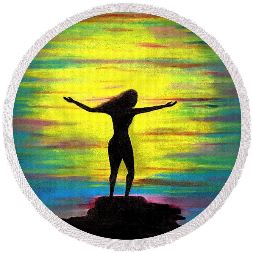 Nude Woman Round Beach Towels