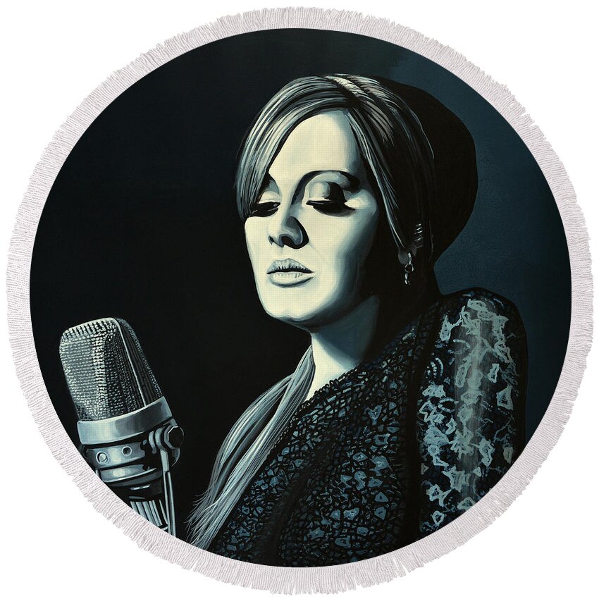 Adele Round Beach Towel featuring the painting Adele 2 by Paul Meijering