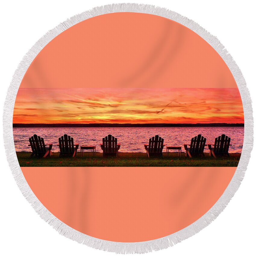 Ny Round Beach Towel featuring the photograph Adirondack Panorama by Mitchell R Grosky