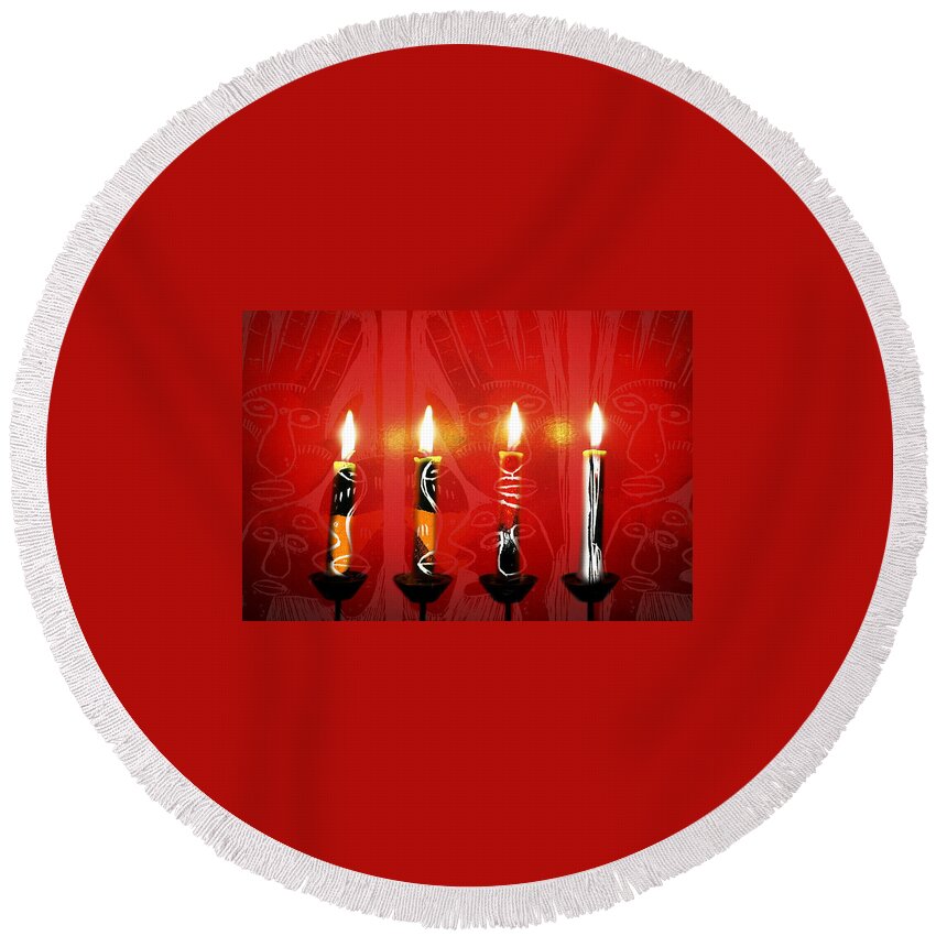 Candles Round Beach Towel featuring the photograph African Candles by Lynn Hansen
