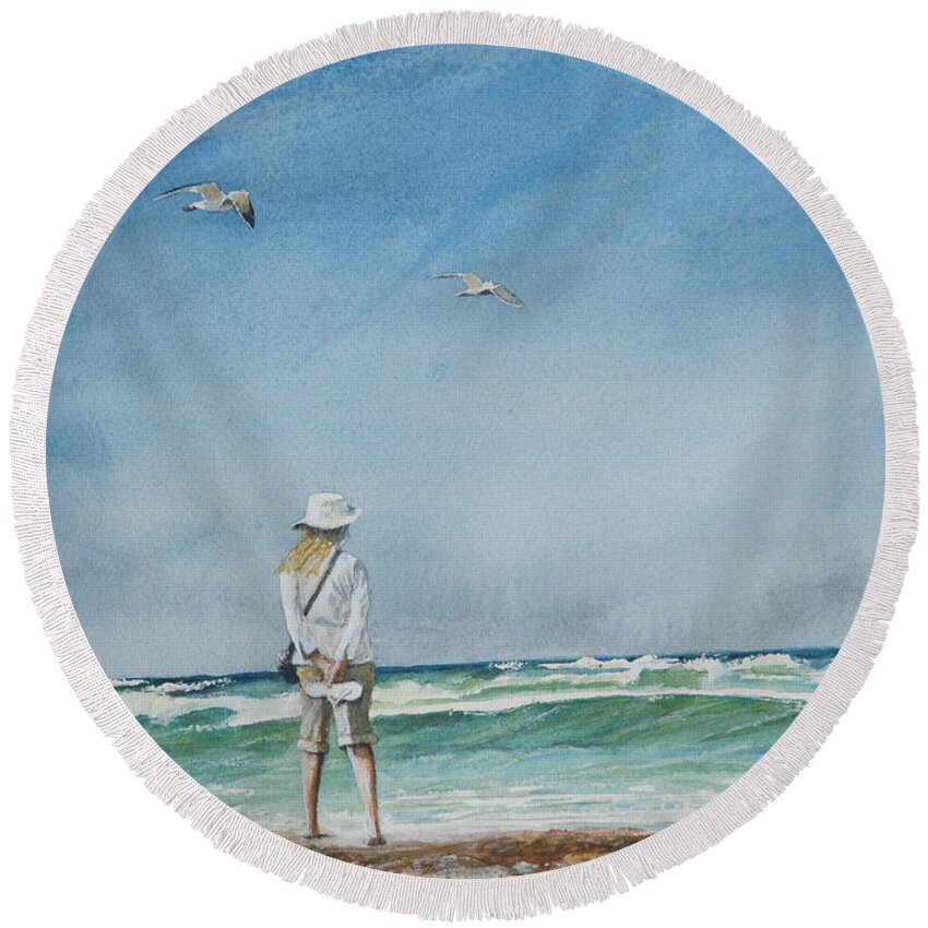 Landscape Round Beach Towel featuring the painting After the Storm by Arthur Fix