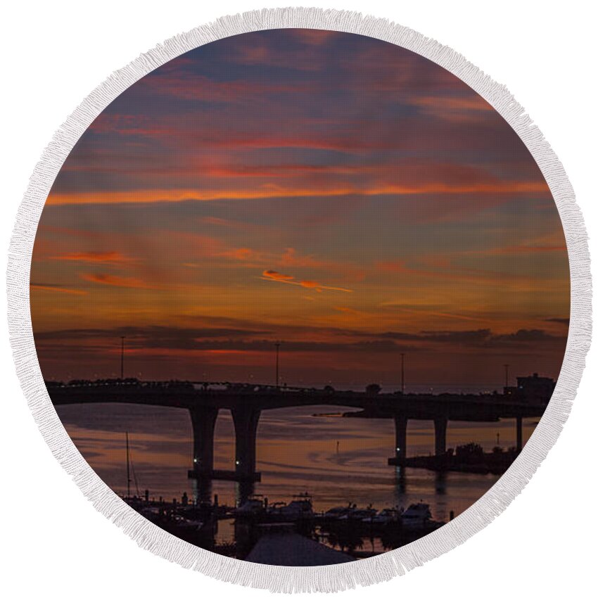 Clearwater Beach Round Beach Towel featuring the photograph After the sun goes down by Jane Luxton