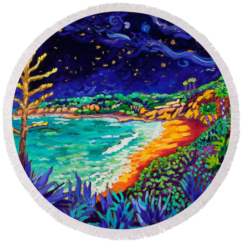 Agave Round Beach Towel featuring the painting Agave Noche by Cathy Carey