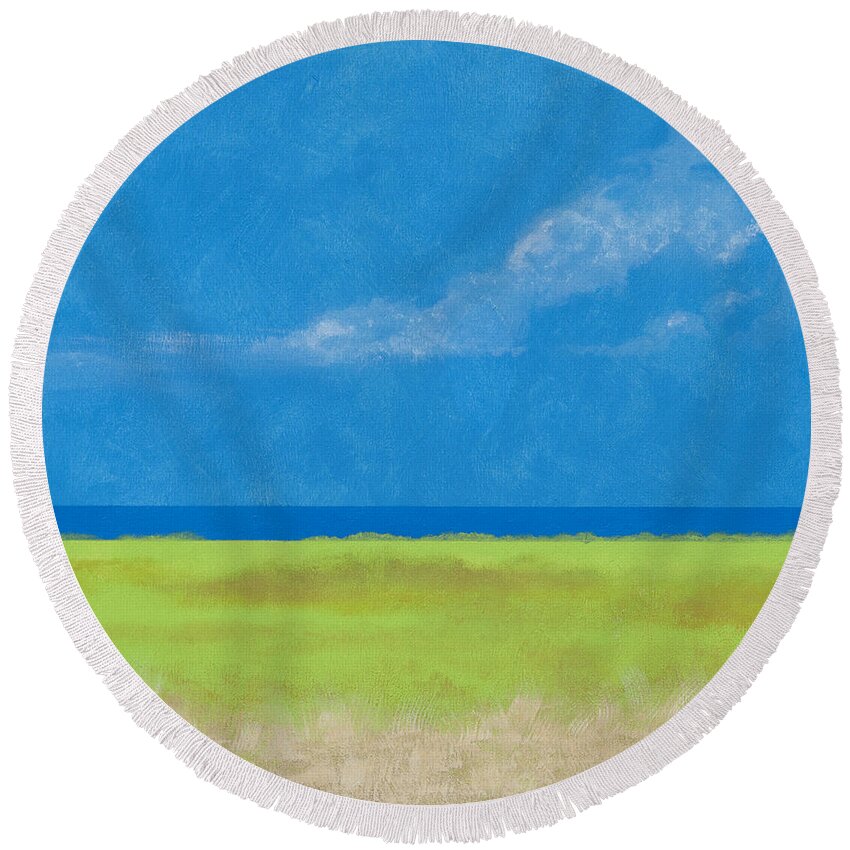 Alabama Round Beach Towel featuring the painting Alabama Gulf Coast 1 by Paul Gaj