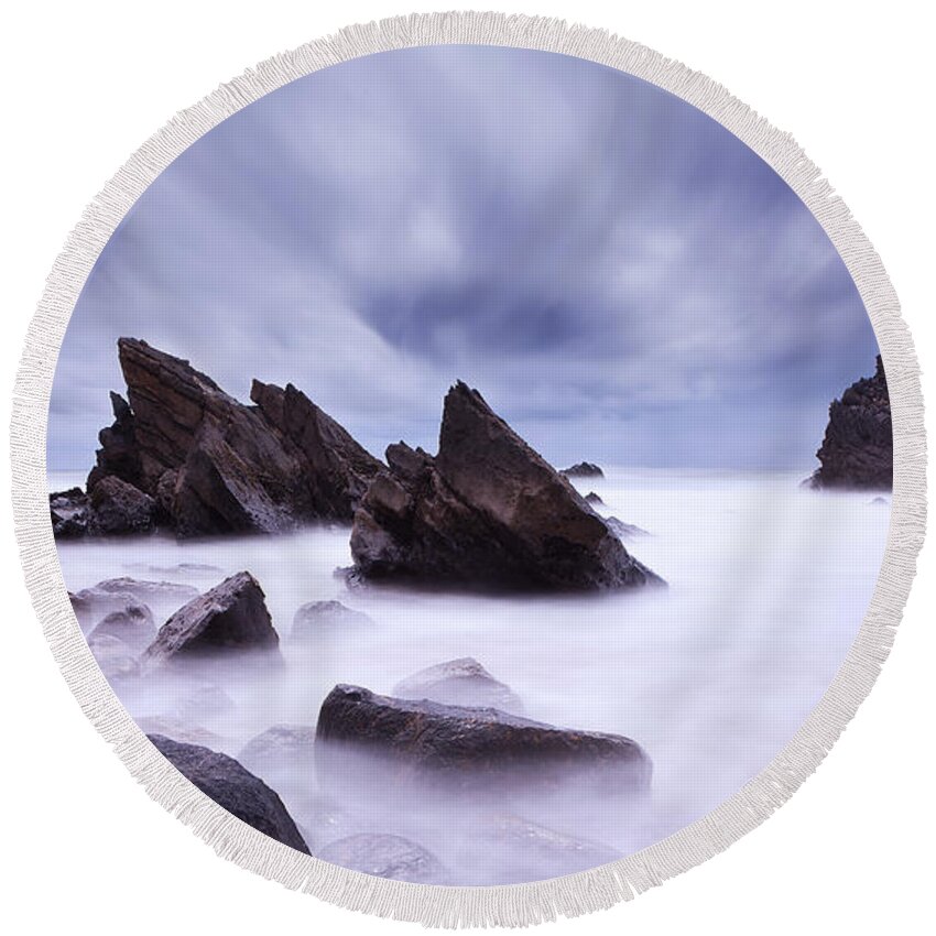 Waterscape Round Beach Towel featuring the photograph Alien land by Jorge Maia