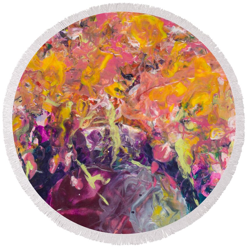 Painting Round Beach Towel featuring the painting All Aglow by Lee Beuther