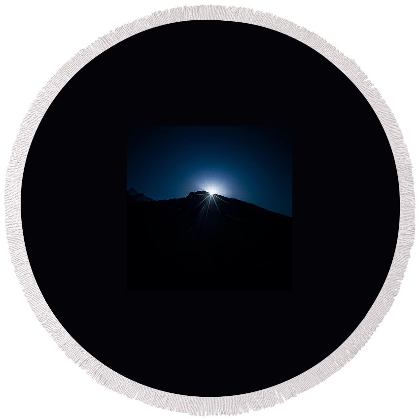 Mountain Round Beach Towel featuring the photograph All It Takes Is A Spark! by Aleck Cartwright