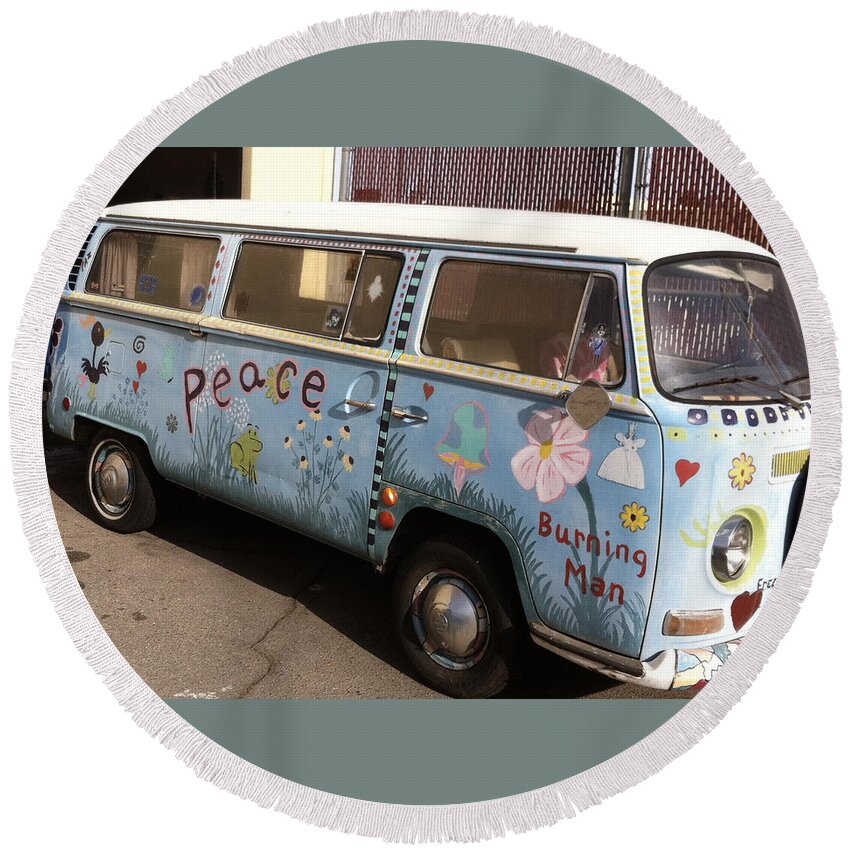 Vw Round Beach Towel featuring the painting All We Want is Peace by Gerry High
