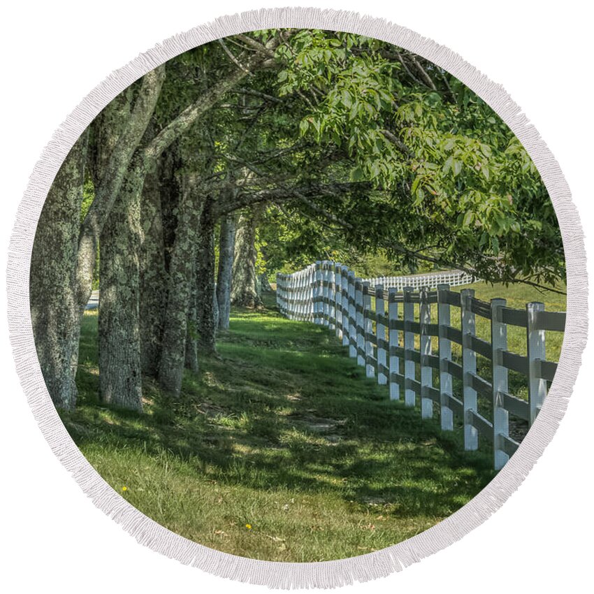 Maine Round Beach Towel featuring the photograph Along a country road by Jane Luxton