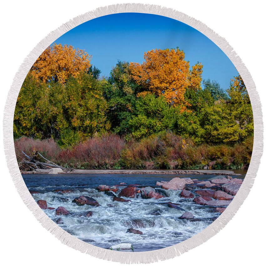 Creek Round Beach Towel featuring the photograph Along the Creek by Ernest Echols