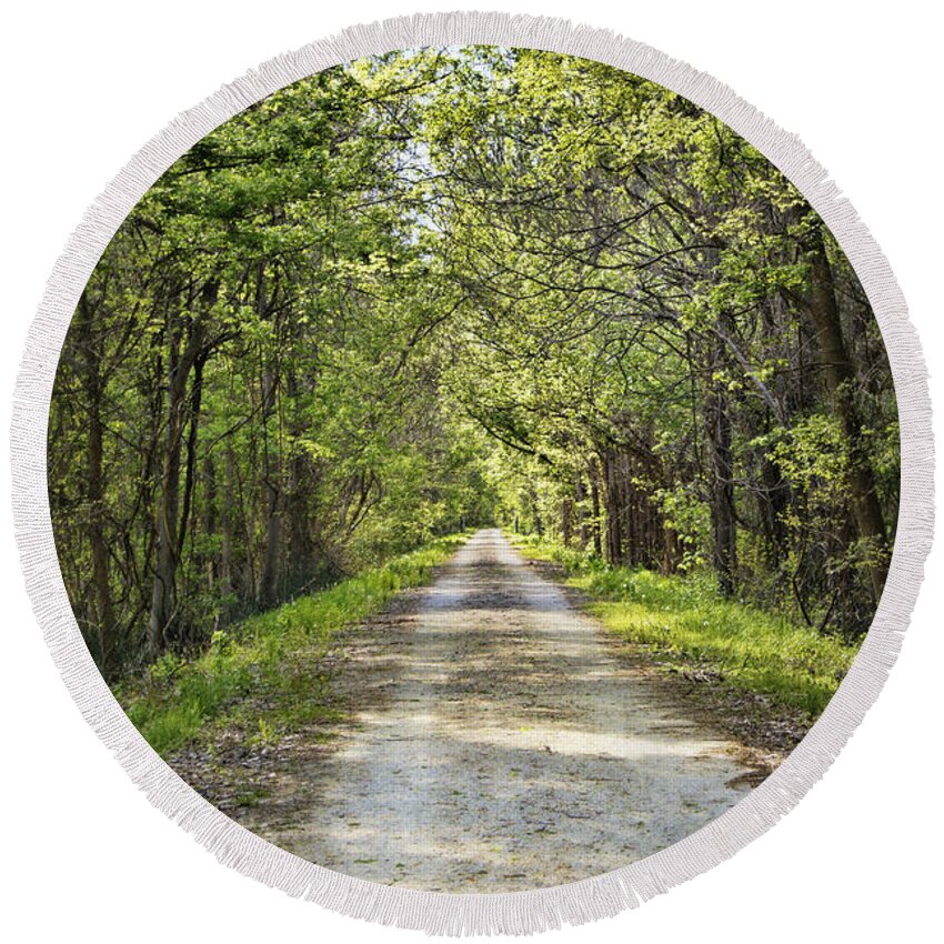 Katy Round Beach Towel featuring the photograph Along the Katy Trail by Cricket Hackmann