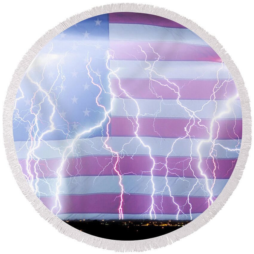 United States Round Beach Towel featuring the photograph America the Powerful by James BO Insogna