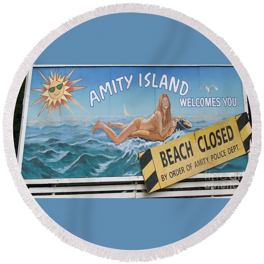 Amity Round Beach Towel featuring the photograph Amity Island Poster by Vivian Martin