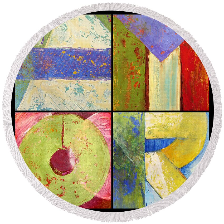 Amor Round Beach Towel featuring the painting Amor by Randy Wollenmann