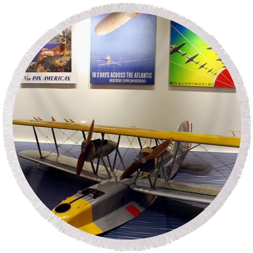 Aviation Round Beach Towel featuring the photograph Amphibious Plane and Era Posters by Kenny Glover