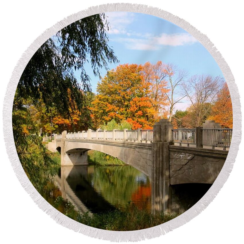 Autumn Round Beach Towel featuring the photograph An Autumn Scene by Kay Novy