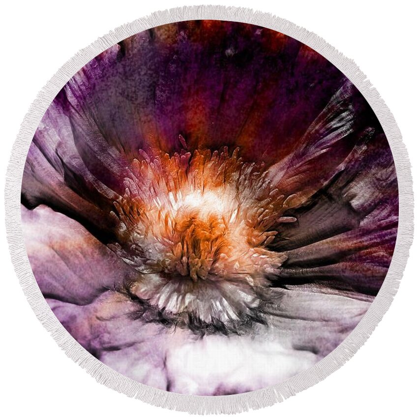 Flowers Round Beach Towel featuring the digital art Ancient Flower 1 by Lilia S