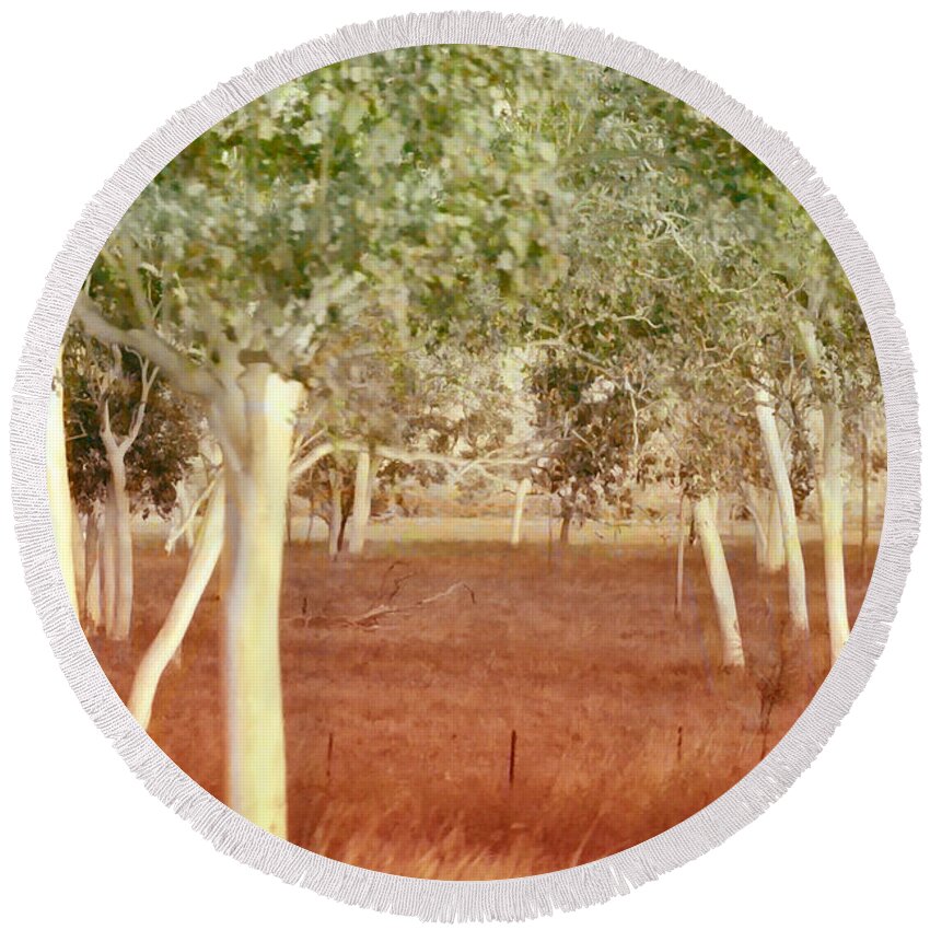 Landscape Round Beach Towel featuring the photograph And the Trees Danced by Holly Kempe