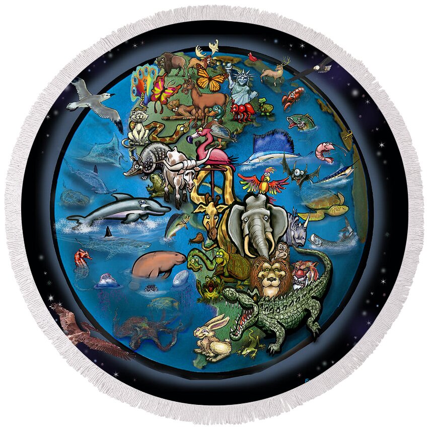 Animal Round Beach Towel featuring the digital art Animal Planet by Kevin Middleton