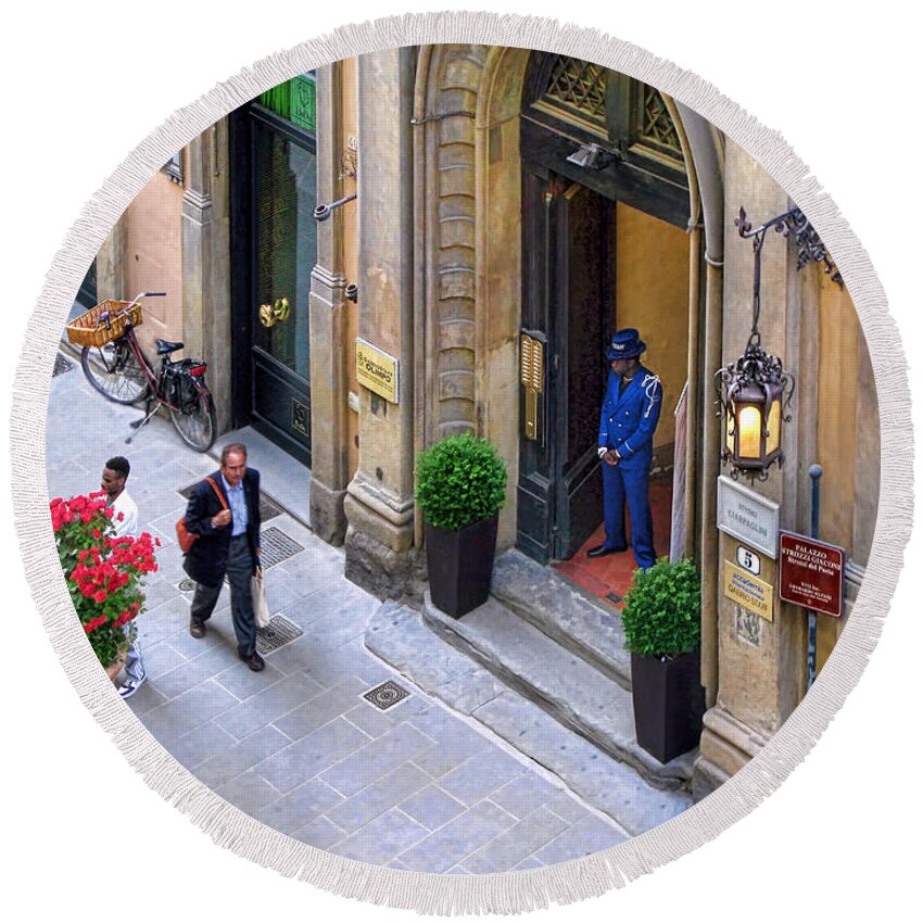 Florence Round Beach Towel featuring the photograph Another Day in Florence by Jennie Breeze