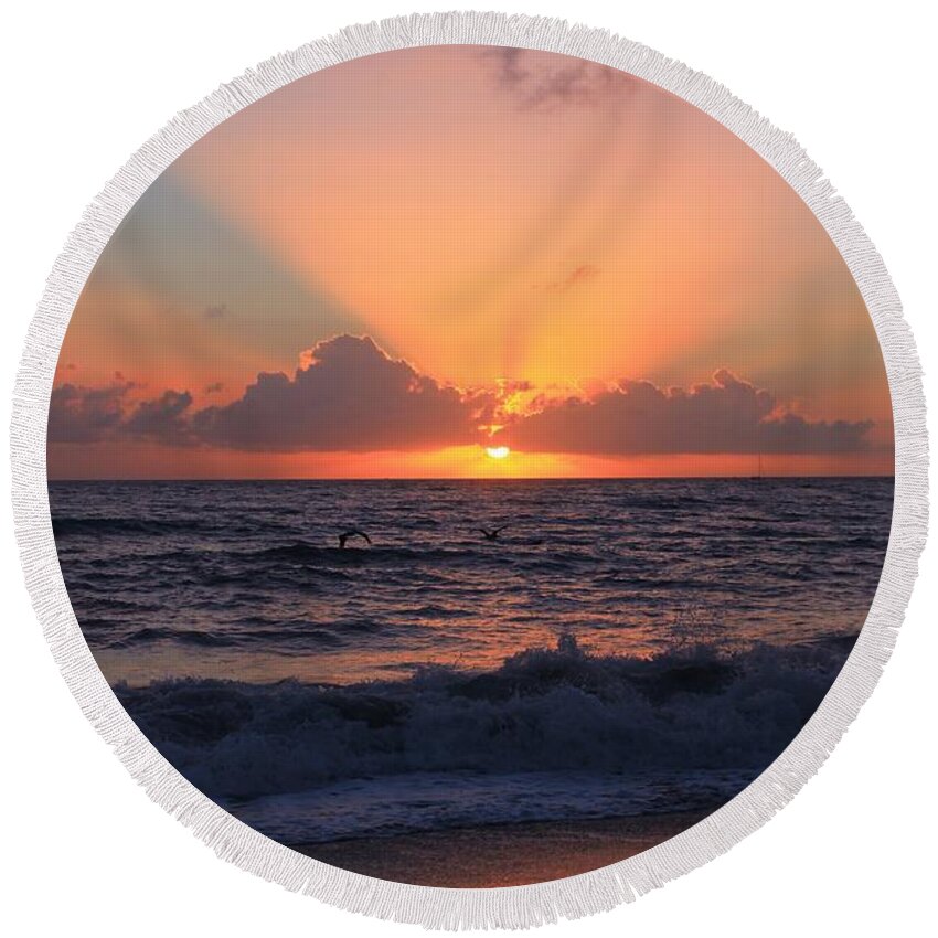 Jupiter Round Beach Towel featuring the photograph Another sunrise by Catie Canetti