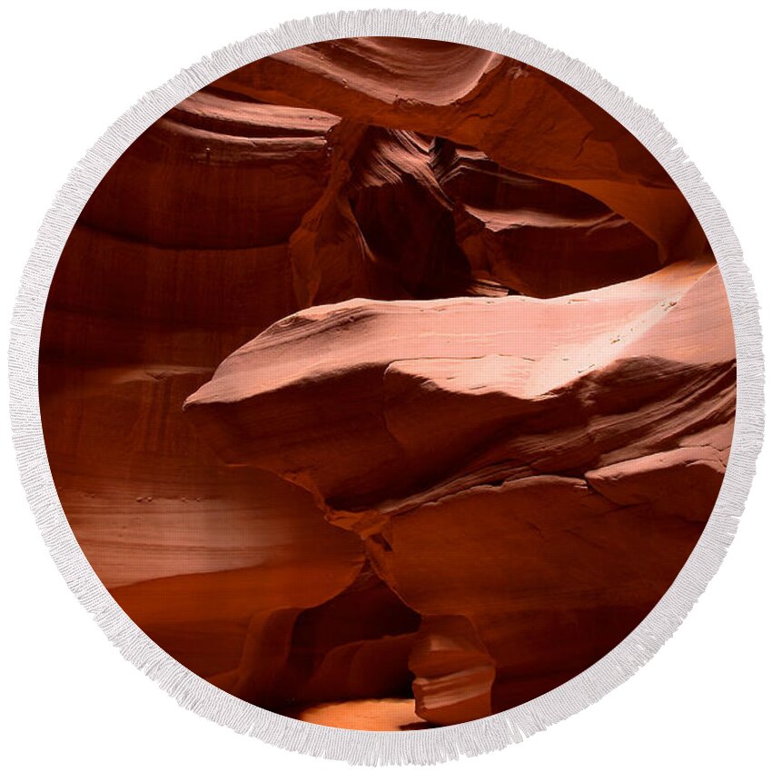 Antelope Canyon Round Beach Towel featuring the photograph Antelope Canyon 2 by Richard J Cassato