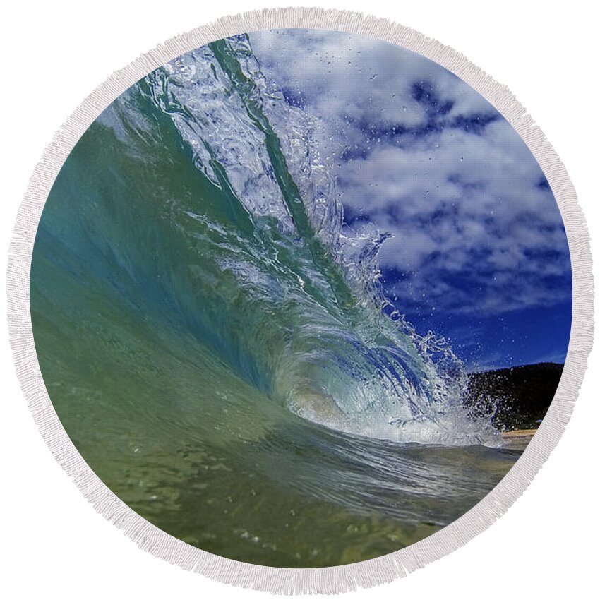 Waves Round Beach Towel featuring the photograph Aqua Wash by Brad Scott