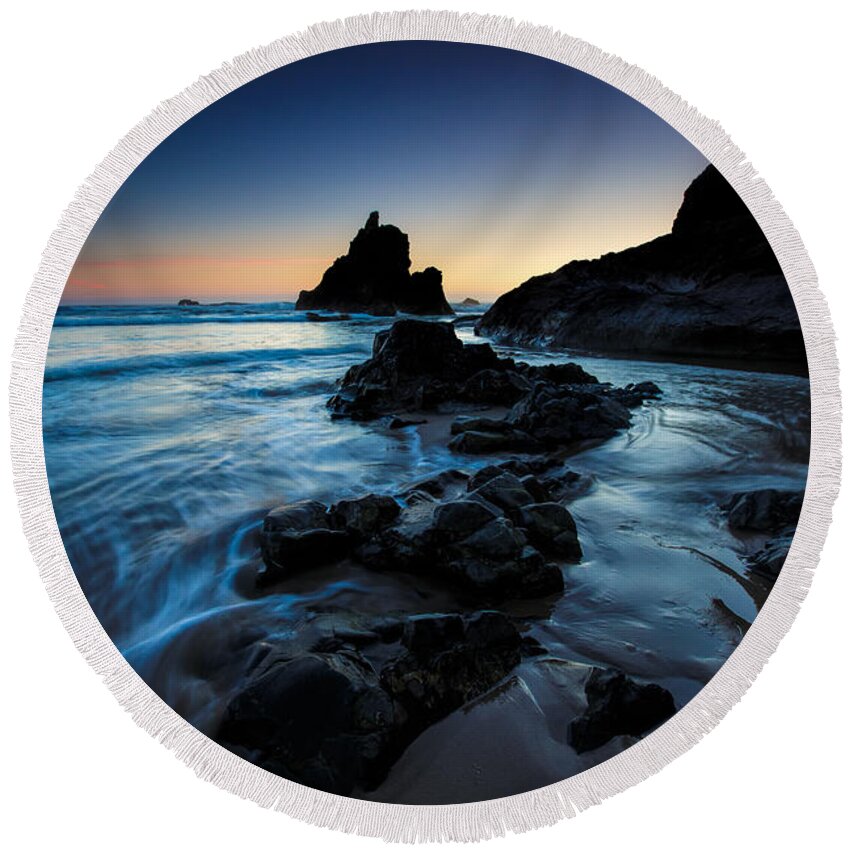 Sunset Round Beach Towel featuring the photograph Arcadia Afterglow by Rick Berk