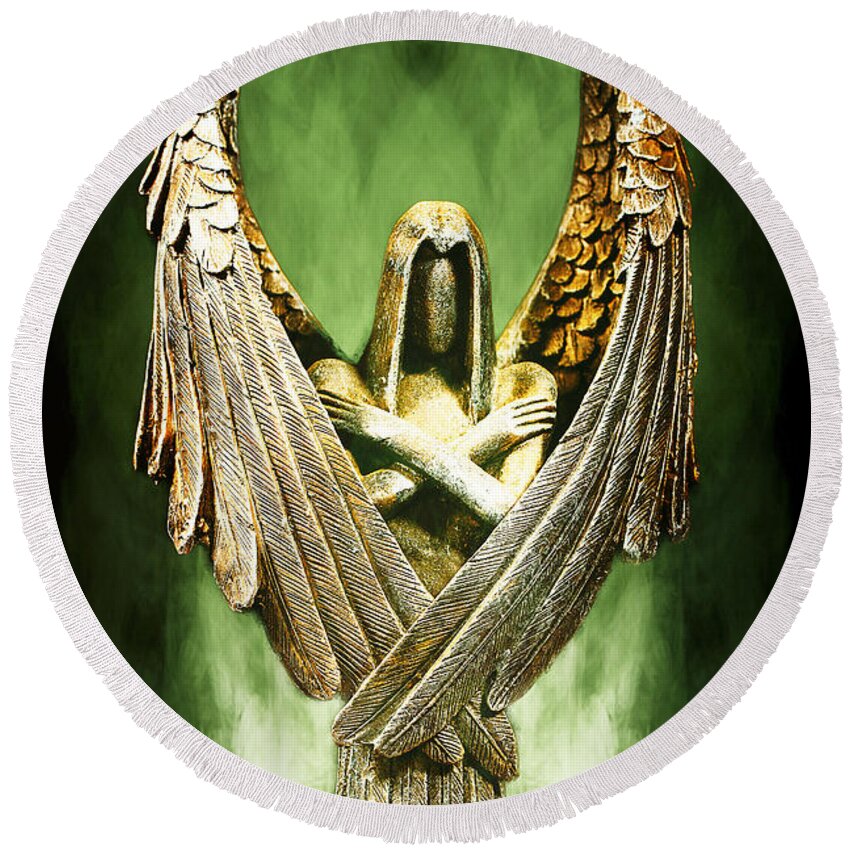 Angel Round Beach Towel featuring the photograph Archangel Azrael by Bill and Linda Tiepelman