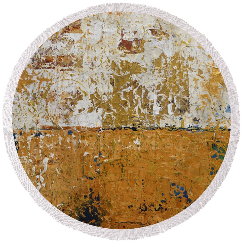 Landscape Round Beach Towel featuring the painting Architectural Elements by Linda Bailey