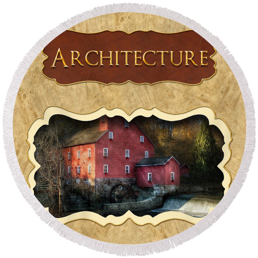 Architecture Round Beach Towel featuring the photograph Architecture button by Mike Savad