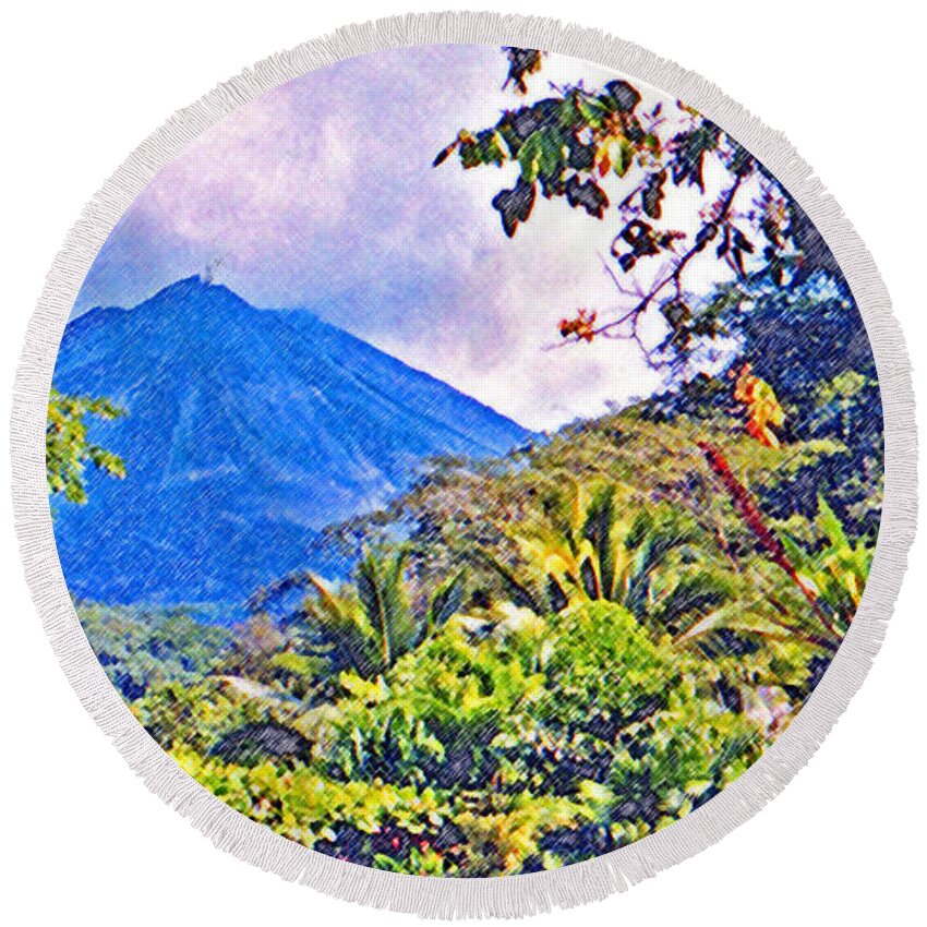 Costa Rica Round Beach Towel featuring the photograph Arenal Volcano Costa Rica by Jerome Stumphauzer