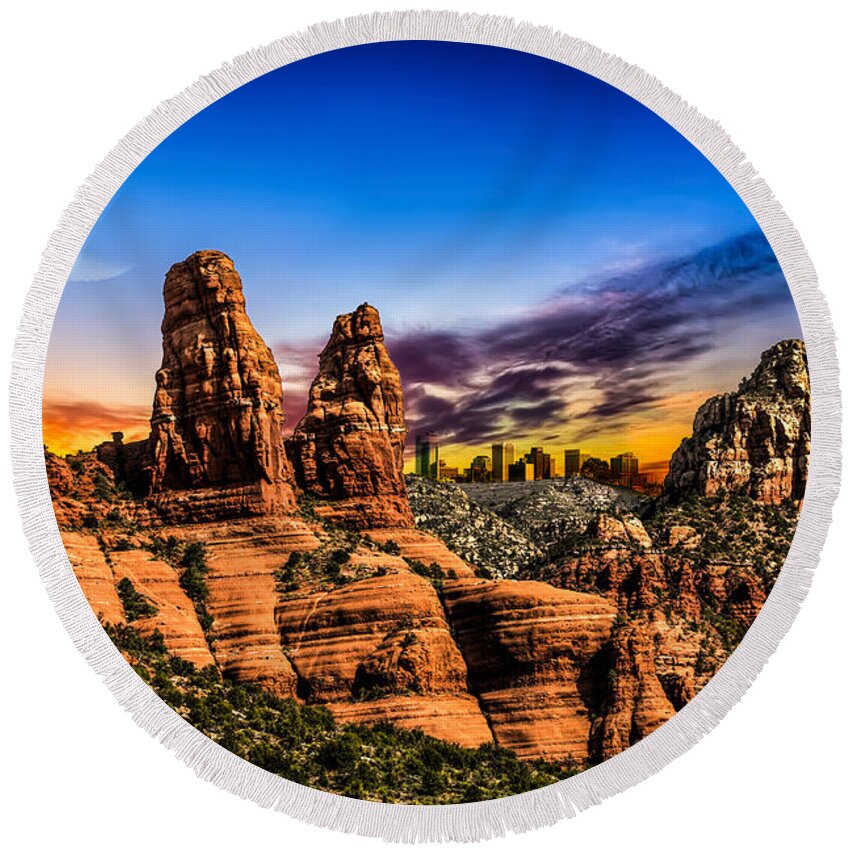 Fred Larson Round Beach Towel featuring the photograph Arizona Life by Fred Larson