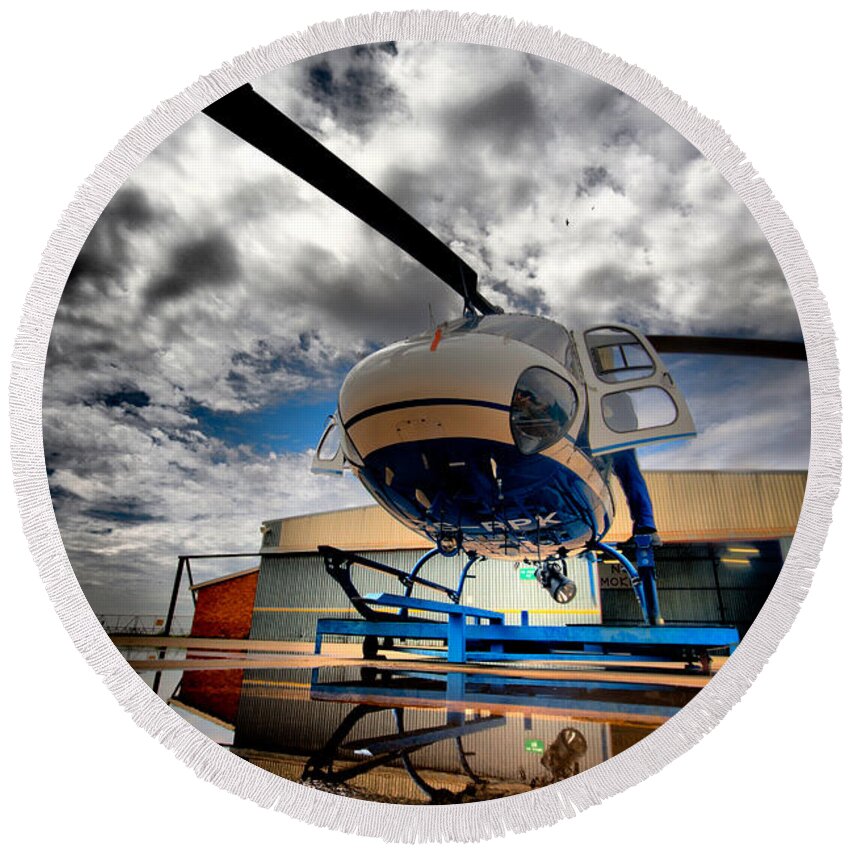 Eurocopter As350 Ecureuil (squirrel) Round Beach Towel featuring the photograph Artistic Squirrel by Paul Job