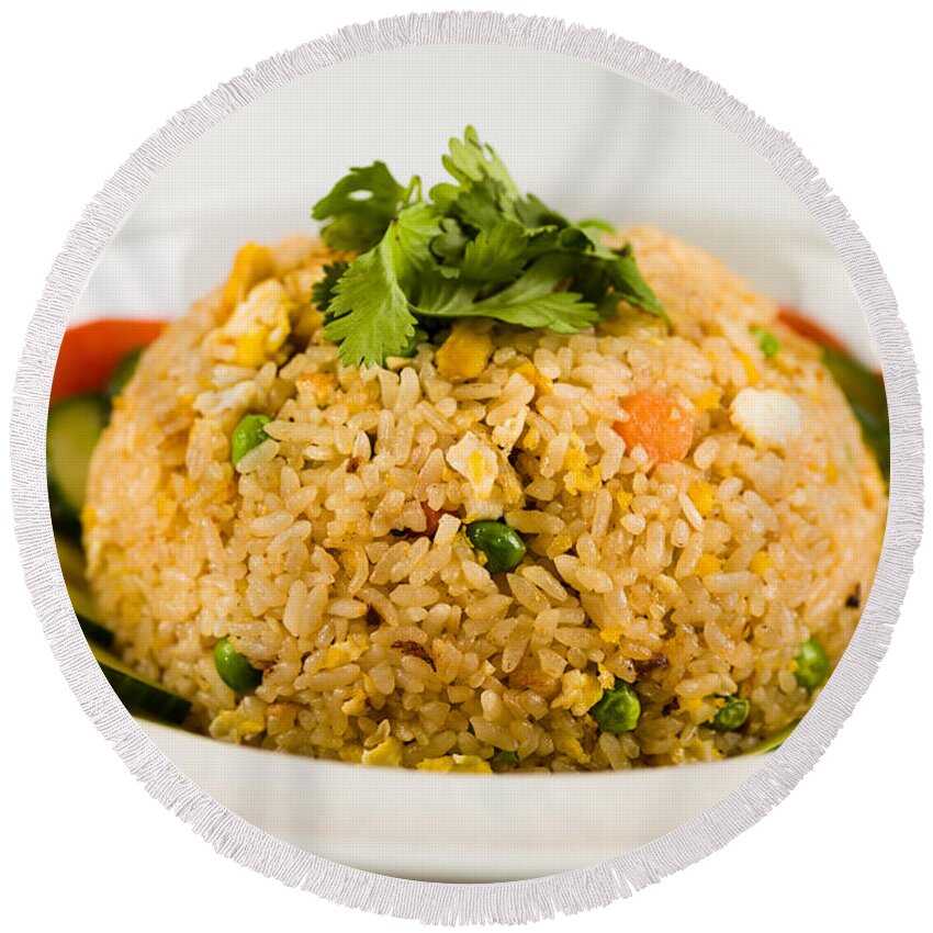 Asian Round Beach Towel featuring the photograph Asian Fried Rice by Raul Rodriguez