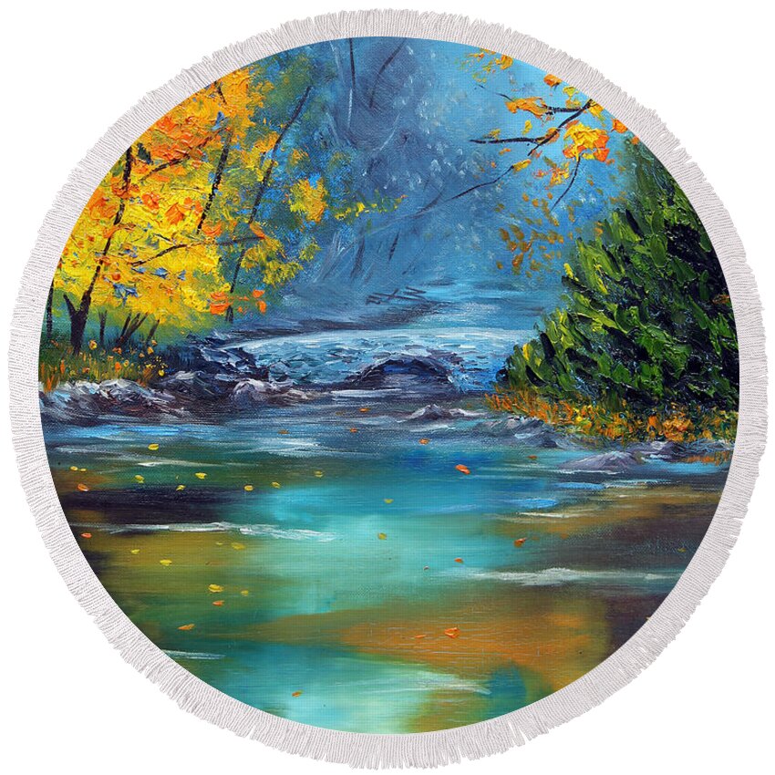 Landscape Round Beach Towel featuring the painting Assurance by Meaghan Troup