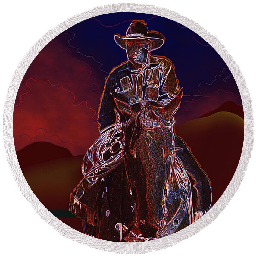 Western Scene Round Beach Towel featuring the photograph At Home On The Range by Kae Cheatham