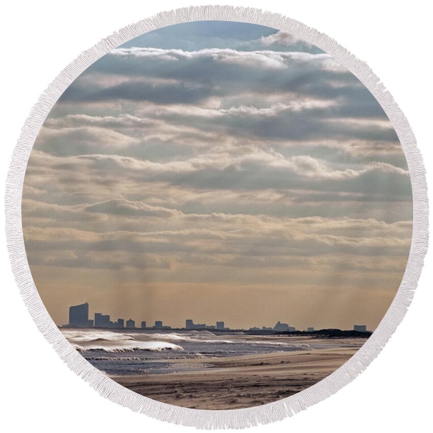 Atlantic City Skyline Round Beach Towel featuring the photograph Atlantic City Skyline II by Elsa Santoro