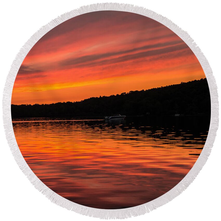 Boat Round Beach Towel featuring the photograph August in Pennsylvania by Weir Here And There