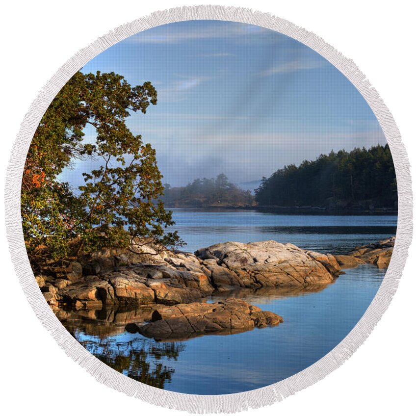 Cove Round Beach Towel featuring the photograph Autumn Afternoon by Randy Hall