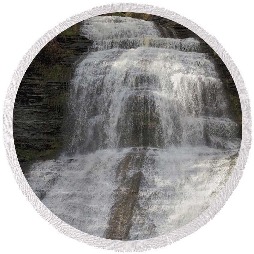 Water Round Beach Towel featuring the photograph Autumn at Montour Falls by William Norton