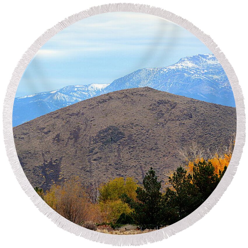 Scenic Round Beach Towel featuring the photograph Autumn in the High Desert by AJ Schibig