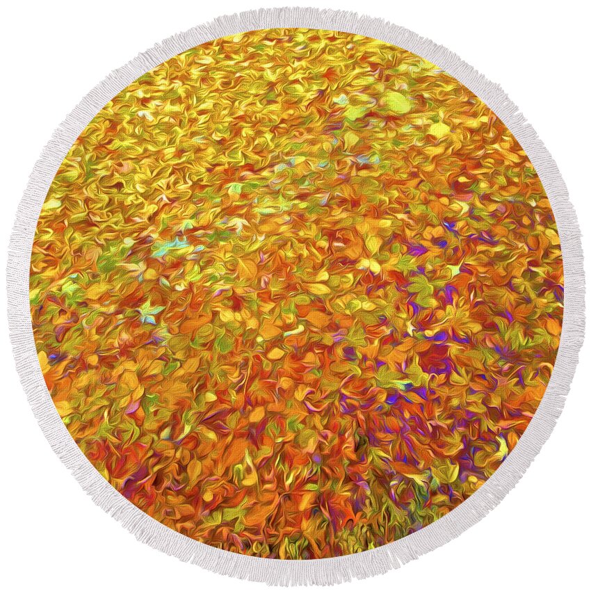 Abstract Round Beach Towel featuring the photograph Autumn Leaves by David Letts