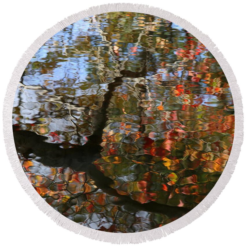 Reflection Round Beach Towel featuring the photograph Autumn Reflections by Neal Eslinger