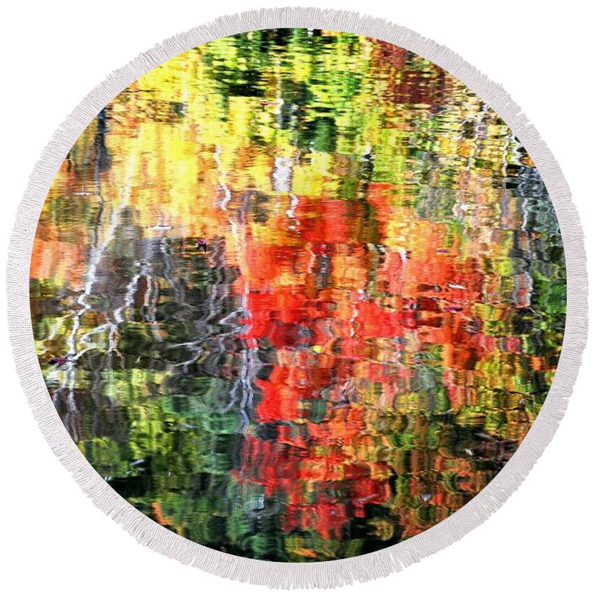Autumn Photographs Round Beach Towel featuring the photograph Autumn Reflections by Phyllis Meinke