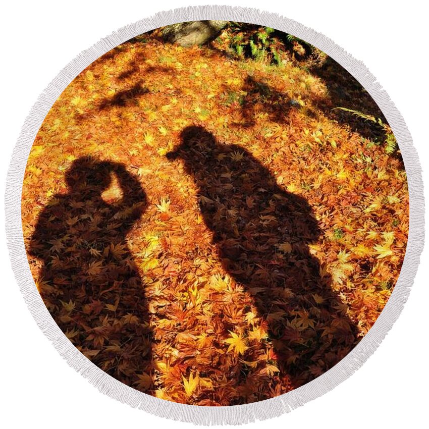 Autumn Round Beach Towel featuring the photograph Autumn Shadows by Tikvah's Hope