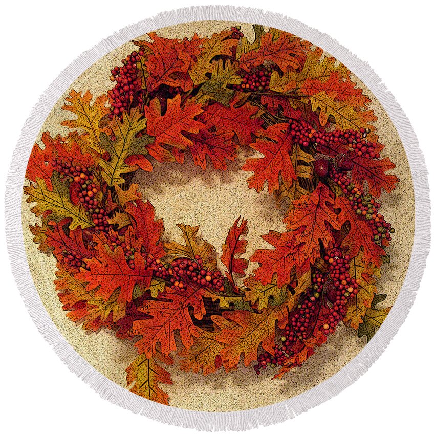 Autumn Round Beach Towel featuring the photograph Autumn Wreath by Aimee L Maher ALM GALLERY