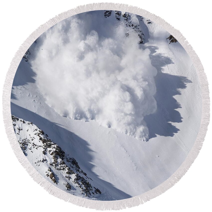 Snow Round Beach Towel featuring the photograph Avalanche III by Bill Gallagher