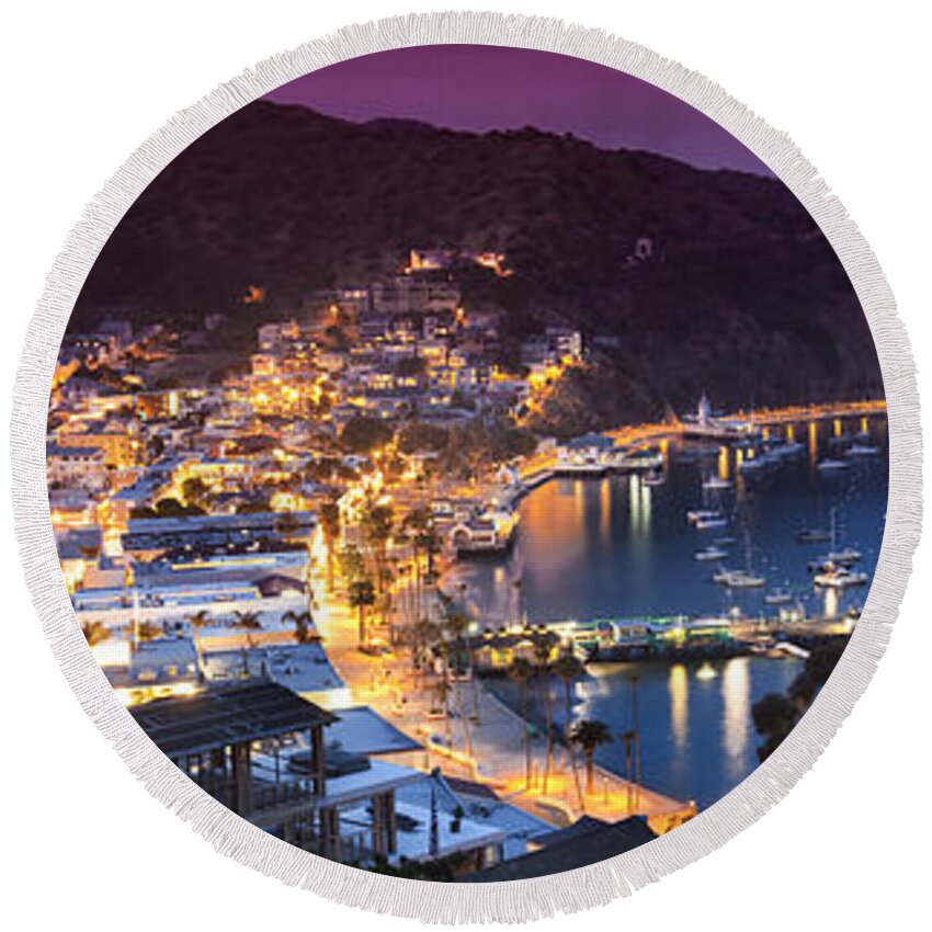 Catalina Island Round Beach Towel featuring the photograph Avalon Sunset by Sean Davey